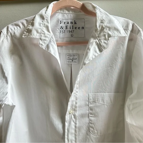 Frank & Eileen Silvio White L Collared Shirt Minimalist Quiet Luxury Capsule - Picture 4 of 10